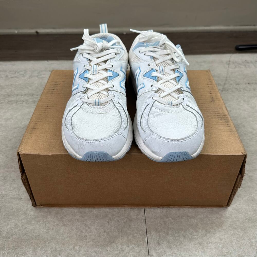 Vintage Y2K New Balance 857v2 Shoes Mens 10.5  White Leather Light Blue Low Top - Picture 4 of 8